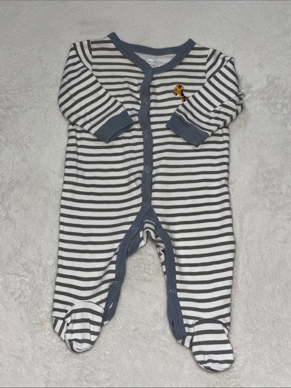 Koala baby newborn Striped Grey & White Baby One-Piece Footed Pajamas